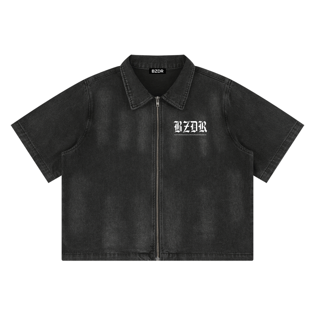 BZDR Vintage Washed Full-Zip Denim Shirt