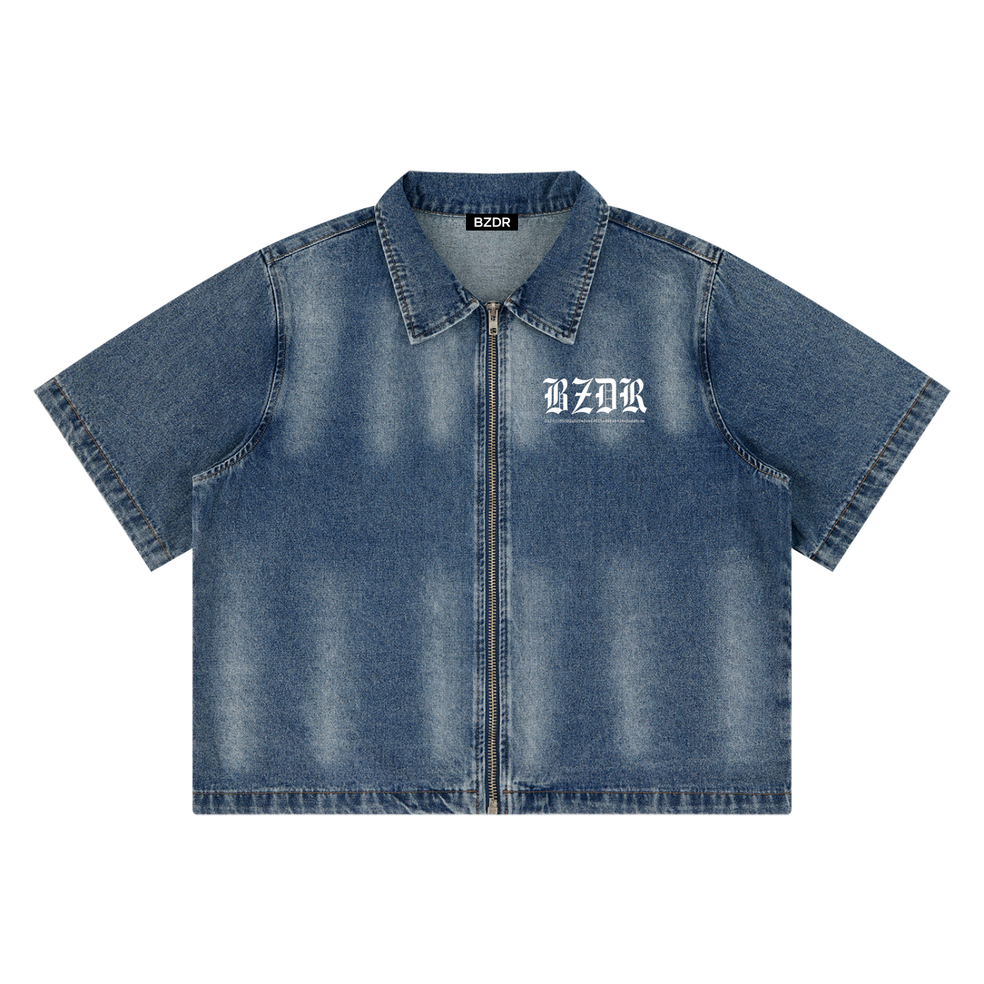 BZDR Vintage Washed Full-Zip Denim Shirt